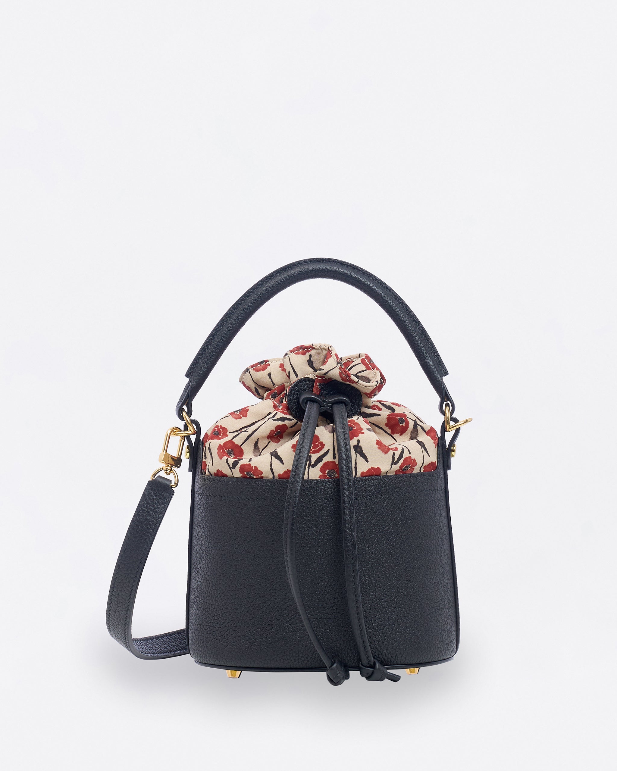 Dancing Poppies Mini Bucket Bag Black